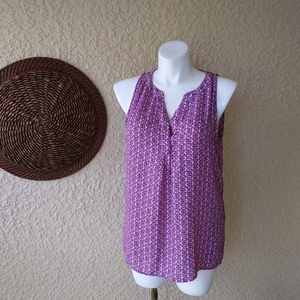 Anne Carson floral tank top half button